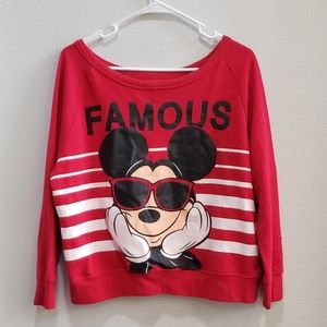 Disney red crop Mickey Mouse sweatshirt juniors size 11/13